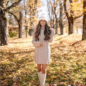 Pink Lily cable knit sweater dress